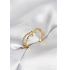 Gold Renk Zirkon Taşlı Fiyonk Model Kadın Yüzük - TJ-BYK4034