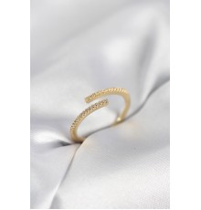 Gold Renk Zirkon Taşlı Yılan Tarz Kadın Yüzük - TJ-BYK4050