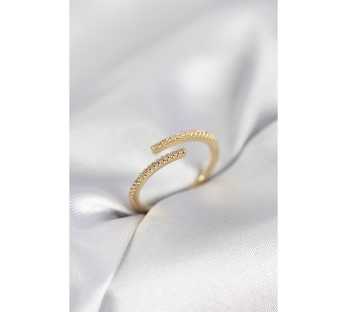 Gold Renk Zirkon Taşlı Yılan Tarz Kadın Yüzük - TJ-BYK4050