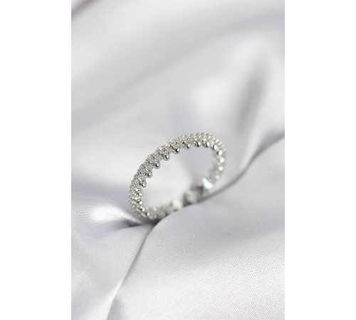 Gümüş Renk Sıralı Zirkon Taşlı Model Kadın Yüzük - TJ-BYK4059