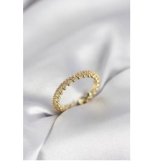 Gold Renk Sıralı Zirkon Taşlı Model Kadın Yüzük - TJ-BYK4060