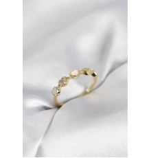 Gold Renk Minimal Kalp Model Zirkon Taşlı Pirinç Kadın Yüzük - TJ-BYK4062