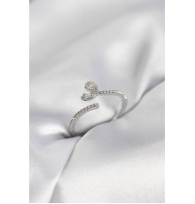 Gümüş Renk Pirinç Kuyruklu Kalp Model Kadın Yüzük - TJ-BYK4065