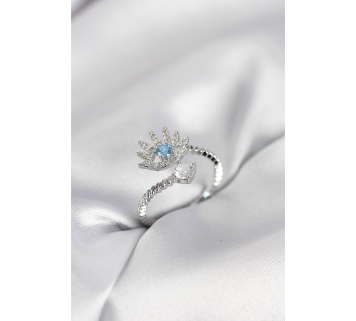 Gümüş Renk Göz Model Zirkon Taşlı Kadın Yüzük - TJ-BYK4073