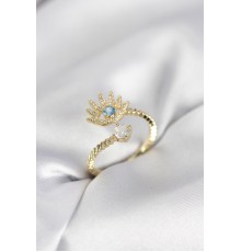 Gold Renk Göz Model Zirkon Taşlı Kadın Yüzük - TJ-BYK4074