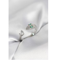 Yılan Model Zirkon Taşlı Gümüş Renk Kadın Yüzük - TJ-BYK4079