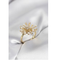 Gold Renk Karahindiba Model Zirkon Taşlı Kadın Yüzük - TJ-BYK4086