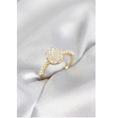 Gold Renk Gül Model İncili Kadın Yüzük - TJ-BYK4094