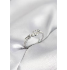 Sarmal Kalp Model Zirkon Taşlı Gümüş Renk Kadın Yüzük - TJ-BYK4118