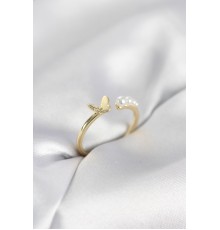 İncili Model Gold Renk Pirinç Kadın Yüzük - TJ-BYK4121