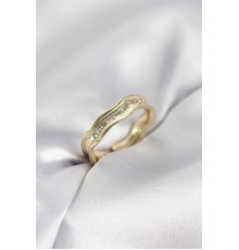 Gold Renk Su Damlası Model Zirkon Taşlı Kadın Yüzük - TJ-BYK4123