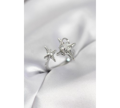 Gümüş Renk Kutup Yıldızı Model Zirkon Taşlı Kadın Yüzük - TJ-BYK4124