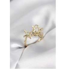 Gold Renk Kutup Yıldızı Model Zirkon Taşlı Kadın Yüzük - TJ-BYK4125