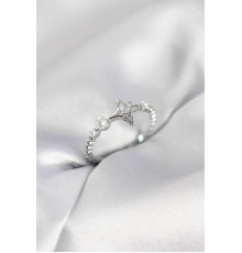 Minimal Kutup Yıldızı Model Zirkon Taşlı Gümüş Renk Kadın Yüzük - TJ-BYK4126