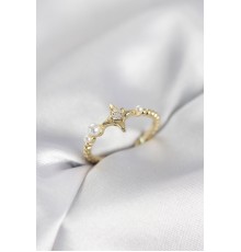 Minimal Kutup Yıldızı Model Zirkon Taşlı Gold Renk Kadın Yüzük - TJ-BYK4127