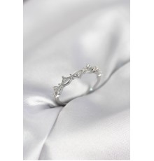 Zirkon Taşlı Pirinç Gümüş Renk Kadın Yüzük - TJ-BYK4136