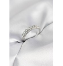 Motif Desenli Gümüş Renk Zirkon Taşlı Kadın Yüzük - TJ-BYK4150