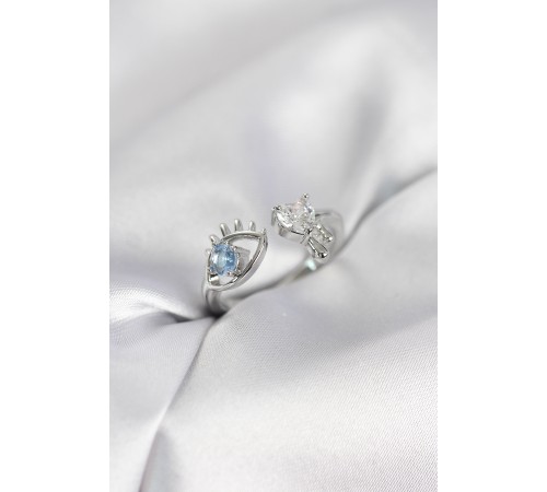 Gözyaşı Model Gümüş Renk Zirkon Taşlı Kadın Yüzük - TJ-BYK4152