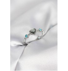 Gümüş Renk Hematit Taşlı Kadın Yüzük - TJ-BYK4154