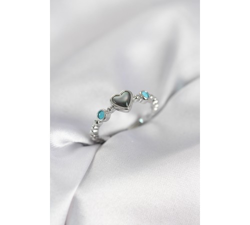 Gümüş Renk Hematit Taşlı Kadın Yüzük - TJ-BYK4154