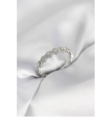 Sıralı Çiçek Model Gümüş Renk Zirkon Taşlı Kadın Yüzük - TJ-BYK4156