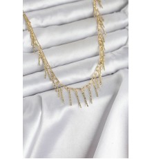 Pirinç Gold Renk Saçaklı Model Kadın Kolye - TJ-BKO11008