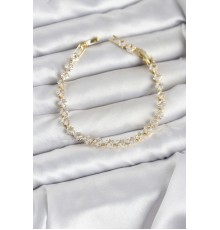 Kare Zirkon Taşlı Gold Renk Pirinç Su Yolu Kadın Bileklik - TJ-BB8326