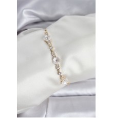 Baget Zirkon Taşlı Çiçek Model Gold Renk Asansörlü Kadın Bileklik - TJ-BB8330