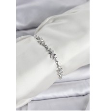 Gümüş Renk Yonca Model Zirkon Taşlı Asansörlü Kadın Bileklik - TJ-BB8333