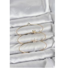 Gold Renk Zirkon Taşlı Pirinç 3'lü Kadın Bileklik Kombini - TJ-BB8343