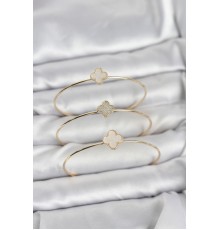 Gold Renk Yonca Model Zirkon Taşlı 3'lü Kadın Bileklik Kombini - TJ-BB8345