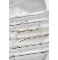 Gold Renk Kutup Yıldızı Model Zirkon Taşlı 3'lü Kadın Bileklik Kombini - TJ-BB8347