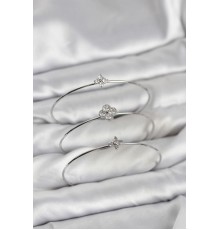 Zirkon Taşlı Gümüş Renk Yonca Tasarım 3'lü Kadın Bileklik Kombini - TJ-BB8352