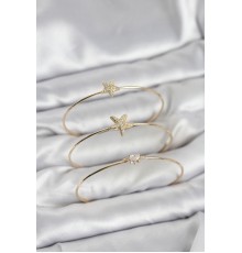 Gold Renk Zirkon Taşlı Deniz Yıldızı Model 3'lü Kadın Bileklik Kombini - TJ-BB8357