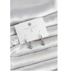 Minimal Nazarlı Model Gümüş Renk Zirkon Taşlı Kadın Küpe - TJ-BKP11643