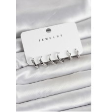 Gümüş Renk Pirinç 3 Çift Kadın Küpe Seti - TJ-BKP11645