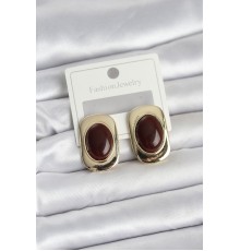 Kahverengi Renk Kare Model Vintage Kadın Küpe - TJ-BKP11656