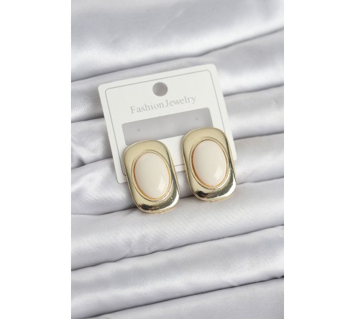 Beyaz Renk Kare Model Vintage Kadın Küpe - TJ-BKP11660