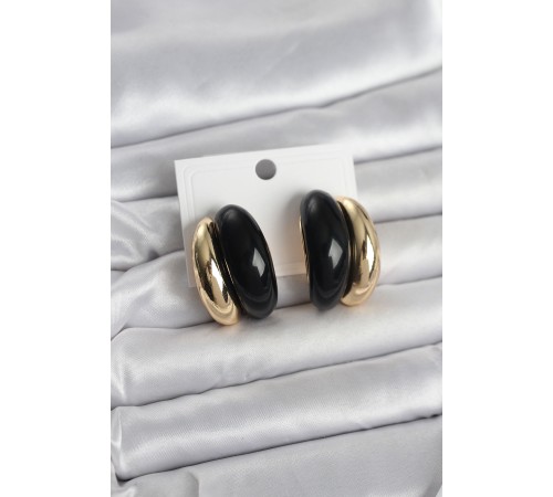 Damla Model Siyah Vintage Gold Renk Kadın Küpe - TJ-BKP11666