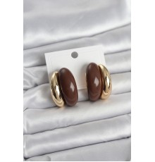 Damla Model Kahverengi Vintage Gold Renk Kadın Küpe - TJ-BKP11668