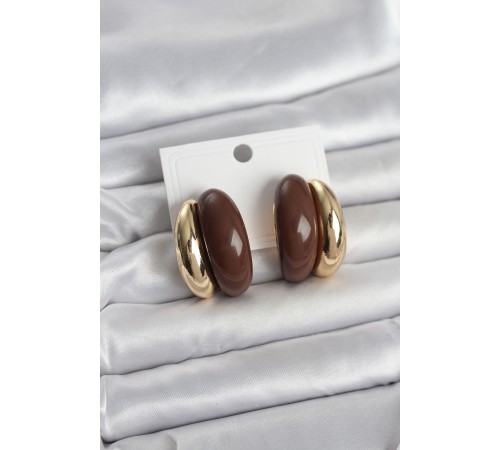 Damla Model Kahverengi Vintage Gold Renk Kadın Küpe - TJ-BKP11668