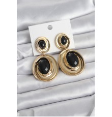 Siyah Sallantılı Damla Model Gold Renk Vintage Kadın Küpe - TJ-BKP11669