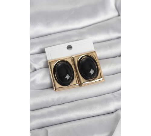 Siyah Kare Model Vintage Gold Renk Kadın Küpe - TJ-BKP11672
