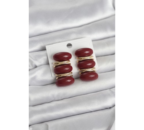 Bordo Vintage Model Gold Renk Kadın Küpe - TJ-BKP11676