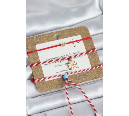 Marteniçka Bileklik 3'lü Papatya ve Kalp Model - TJ-BB8367