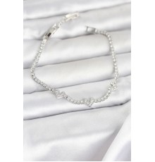 Pirinç Gümüş Renk Kalp Model Zirkon Taşlı Su Yolu Kadın Bileklik - TJ-BB8374