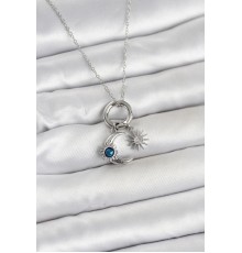 316L Çelik Gümüş Renk Gece Gündüz Tema Charmlı Kadın Kolye - TJ-BKO11014