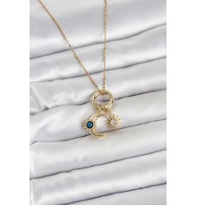 316L Çelik Gold Renk Gece Gündüz Tema Charmlı Kadın Kolye - TJ-BKO11015