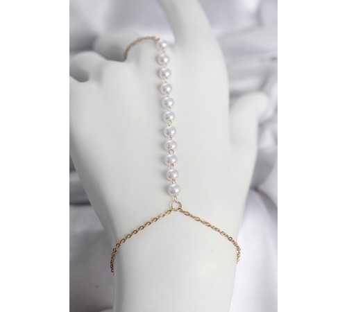 316L Çelik Gold Renk Sıralı İncili Model Kadın Şahmeran - TJ-SN744