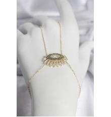 Pirinç Gold Renk Zirkon Taşlı Göz Model Kadın Şahmeran - TJ-SN747